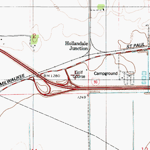 Topographic Map of Holiday Park Gold Course, MN