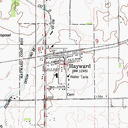 Topographic Map of Hayward Lutheran Church, MN