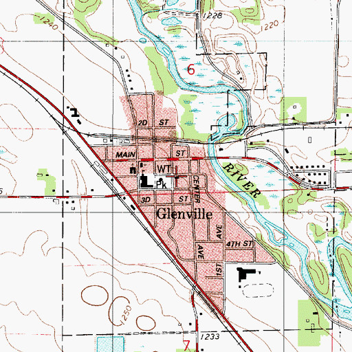 Topographic Map of Glenville United Methodist Church, MN