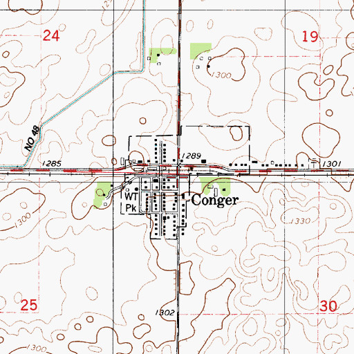 Topographic Map of Conger City Hall, MN