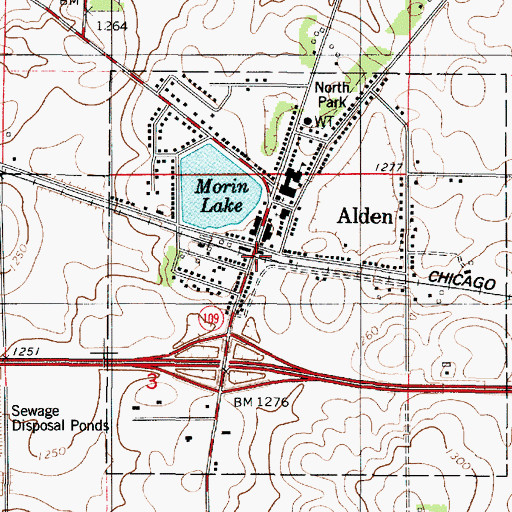 Topographic Map of Alden, MN