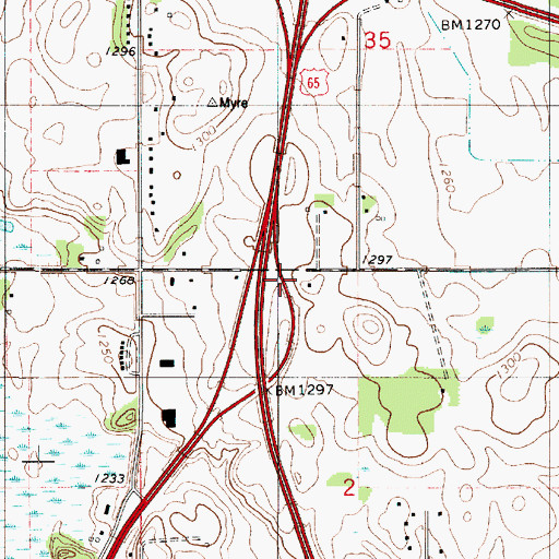 Topographic Map of Interchange 12, MN