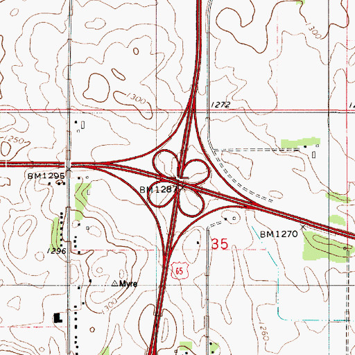 Topographic Map of Interchange 159, MN