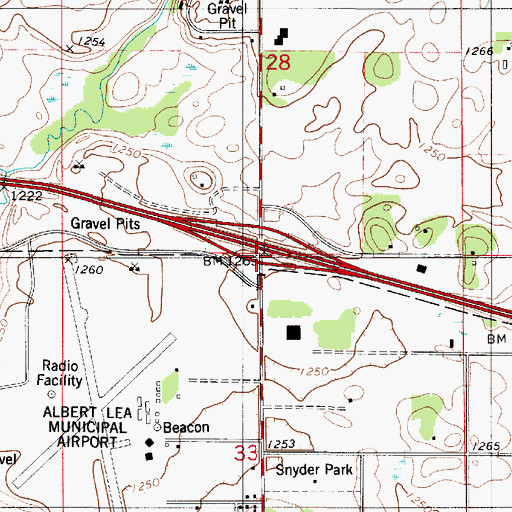 Topographic Map of Interchange 157, MN