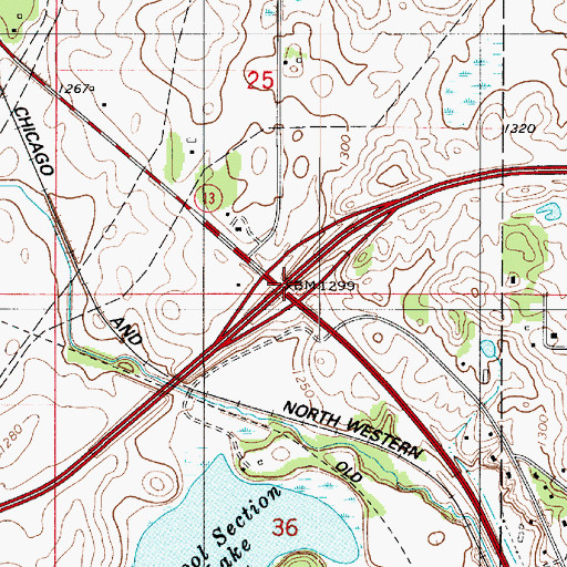 Topographic Map of Interchange 154, MN