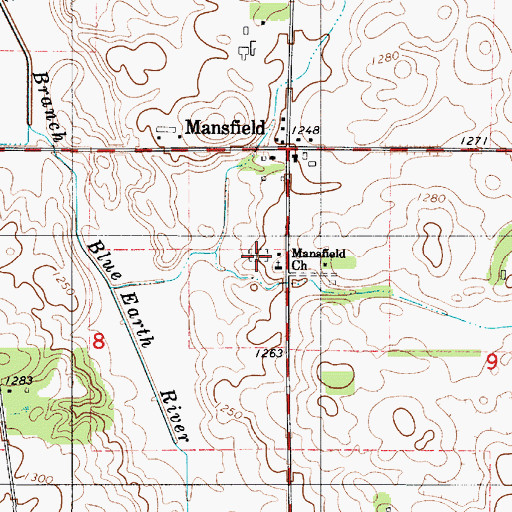 Topographic Map of Mansfield Lutheran Cemetery, MN