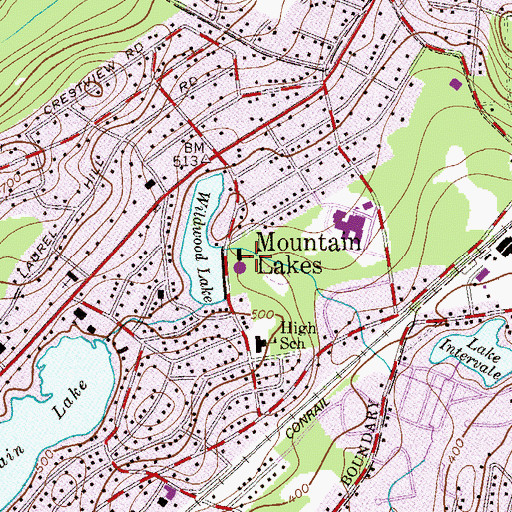 Topographic Map of Wildwood Elementary School, NJ