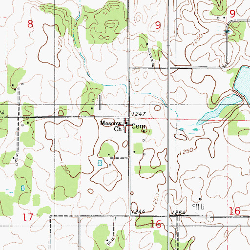 Topographic Map of Moscow Cemetery, MN