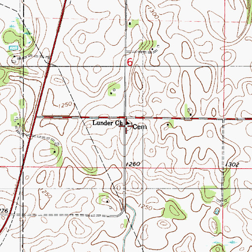 Topographic Map of Lunder Lutheran Cemetery, MN