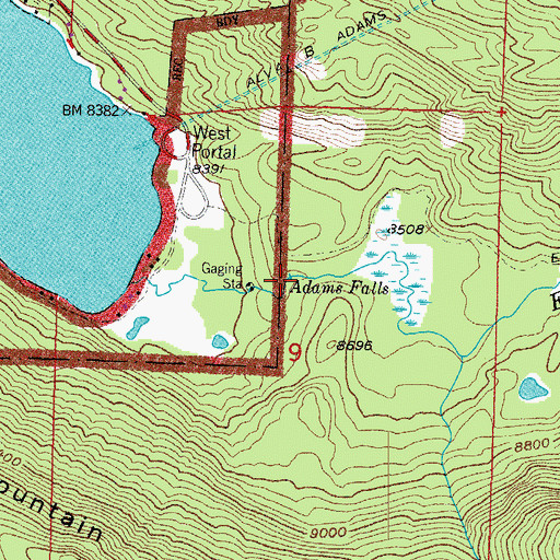 Topographic Map of Adams Falls, CO