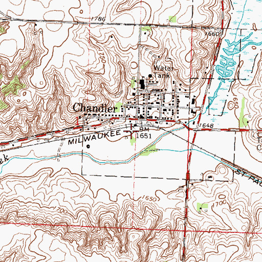 Topographic Map of Chandler (historical), MN