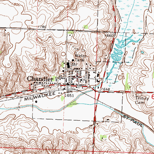 Topographic Map of Trinity Lutheran Church, MN