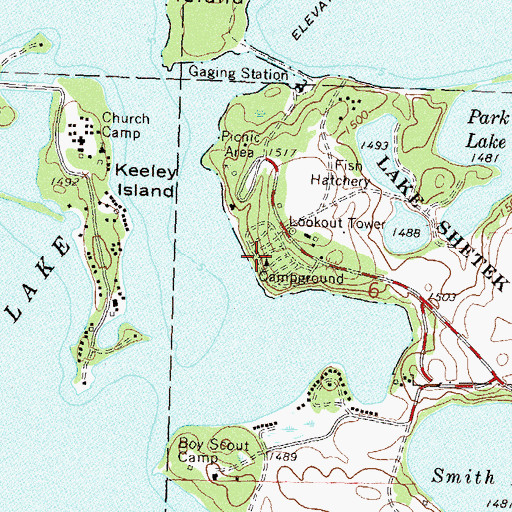 Topographic Map of Wolf Point Campground, MN