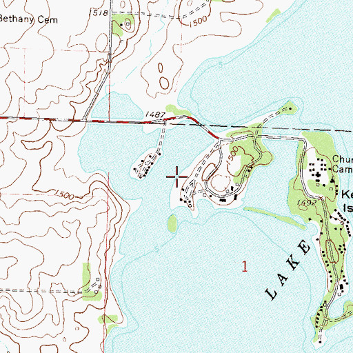 Topographic Map of Valhalla Island Campground, MN