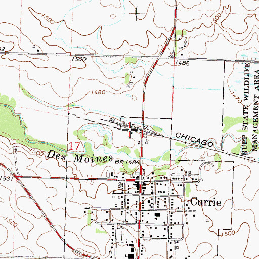 Topographic Map of Currie (historical), MN