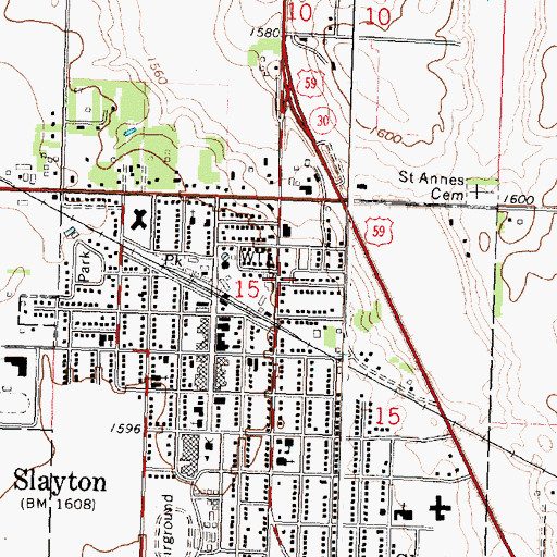 Topographic Map of Slayton Fire Department, MN