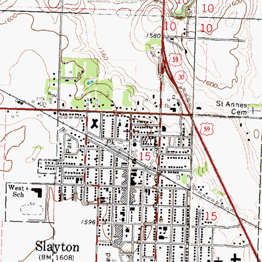 Topographic Map of Slayton Police Department, MN