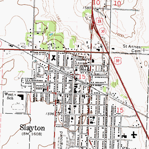 Topographic Map of Slayton Public Library, MN