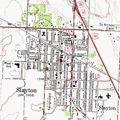 Topographic Map of Slayton Post Office, MN