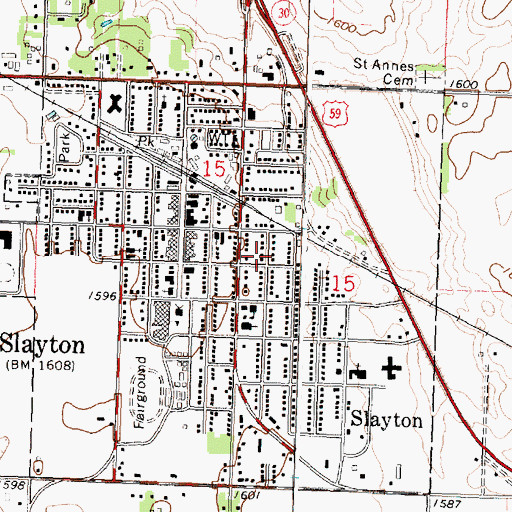 Topographic Map of Slayton Baptist Church, MN