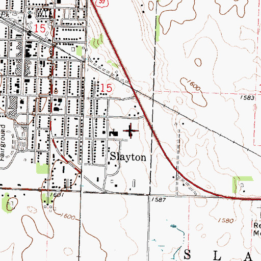 Topographic Map of Slayton Manor Care Center, MN