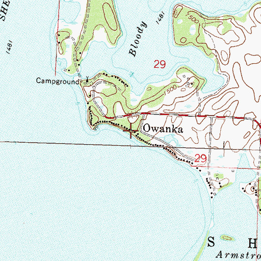 Topographic Map of Owanka Post Office (historical), MN