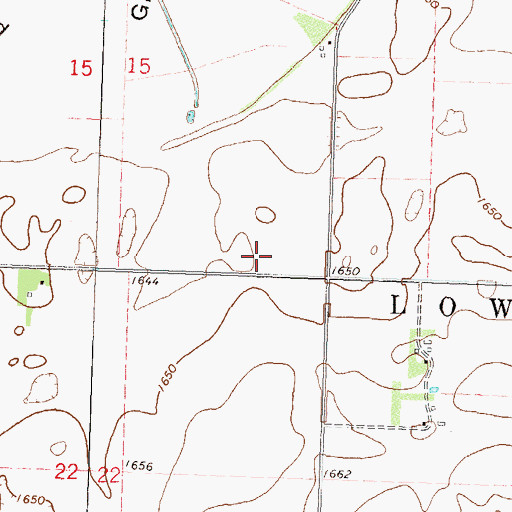 Topographic Map of Lowville Post Office (historical), MN