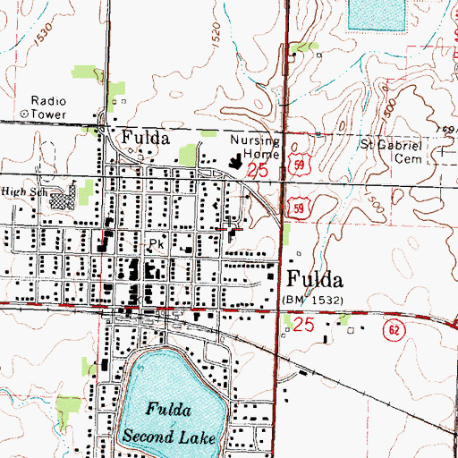 Topographic Map of Saint Peter's Lutheran Church, MN