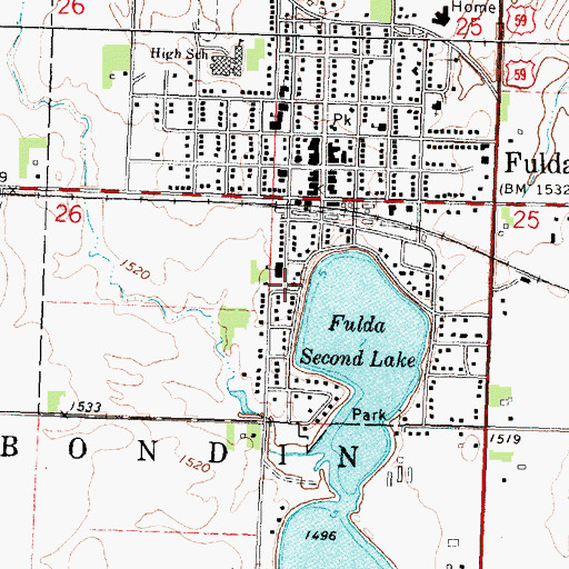 Topographic Map of Saint Gabriels Church, MN