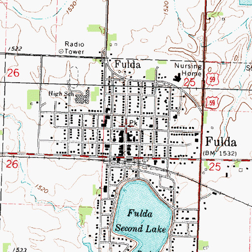 Topographic Map of Fulda Fire Department, MN
