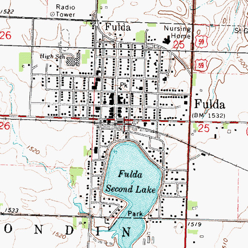 Topographic Map of Fulda (historical), MN
