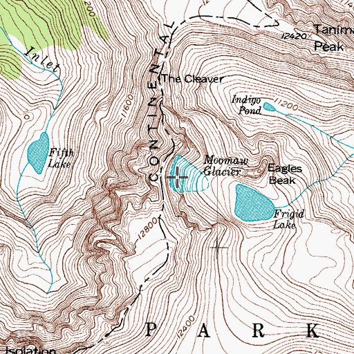 Topographic Map of Moomaw Glacier, CO