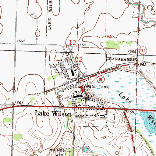 Topographic Map of Lake Wilson Fire Department, MN