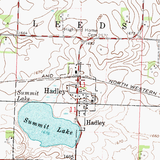 Topographic Map of Hadley (historical), MN