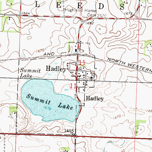Topographic Map of Hadley Lutheran Church, MN