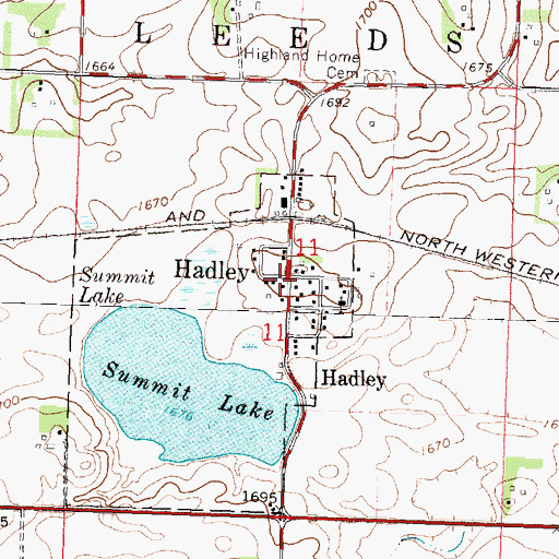 Topographic Map of Hadley Area Community Center, MN
