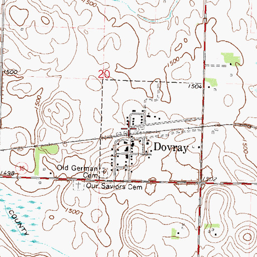 Topographic Map of Dovray (historical), MN