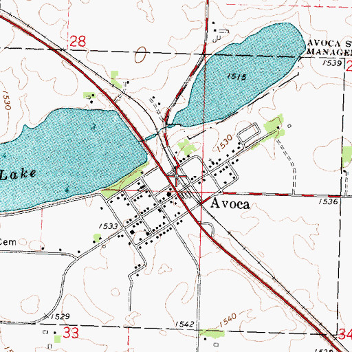 Topographic Map of Avoca (historical), MN