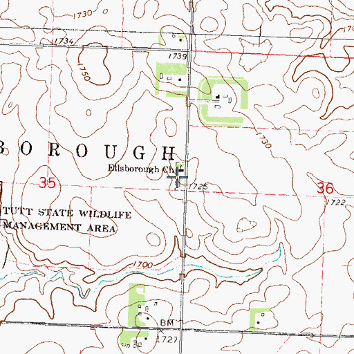 Topographic Map of Ellsborough Cemetery, MN