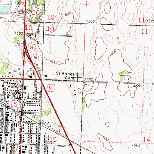 Topographic Map of Saint Annes Cemetery, MN