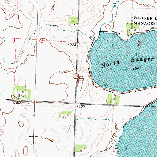Topographic Map of Badger Lake Presbyterian Cemetery, MN