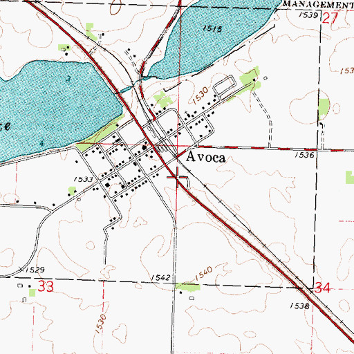 Topographic Map of Avoca Historical Marker, MN