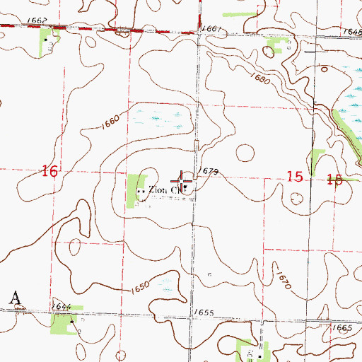 Topographic Map of Zion Lutheran Cemetery, MN