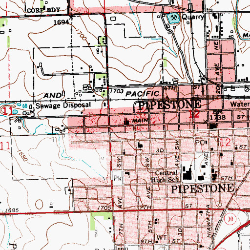 Topographic Map of Saint Paul Lutheran Church, MN