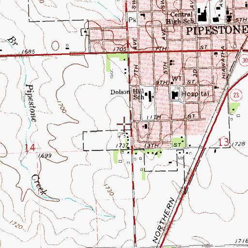 Topographic Map of Our Saviour's Lutheran Church, MN