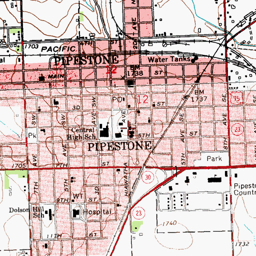 Topographic Map of Saint Leo's Catholic Church, MN
