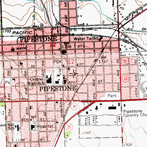 Topographic Map of Saint Paul Episcopal Church, MN