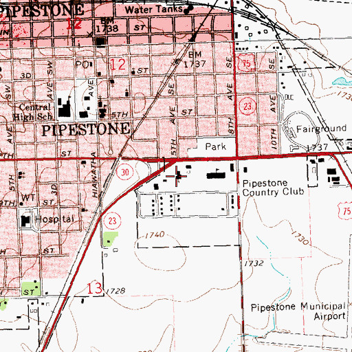 Topographic Map of Peace United Methodist Church, MN