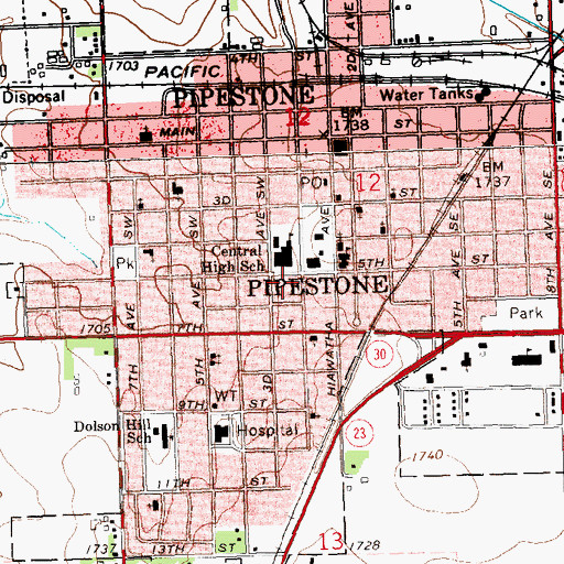Topographic Map of Cornerstone Evangelical Free Church, MN