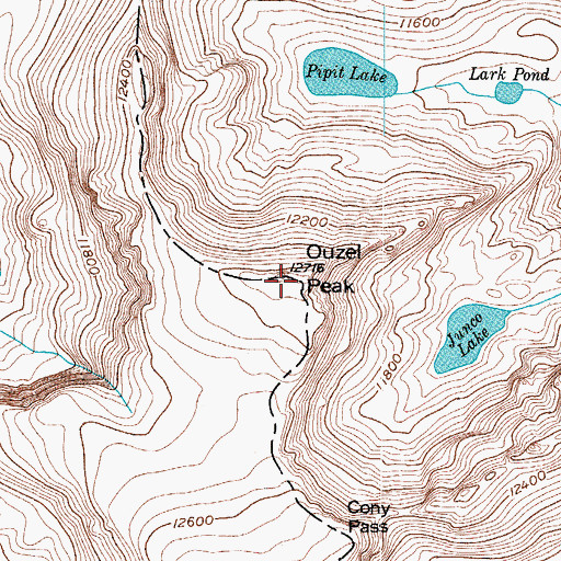 Topographic Map of Ouzel Peak, CO